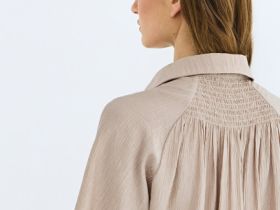 Рубашка из жатой ткани, Бежевый