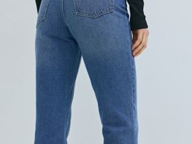 Прямые джинсы с высокой посадкой, Синий