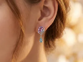 Серьги из серебра с аметистами, топазами и фианитами э0681сг01260368