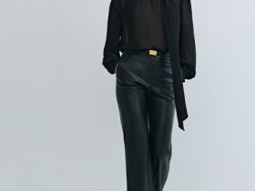 Блузка из шифона с шарфом, Черный