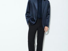 Однобортный пиджак из бархата, Синий