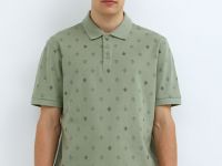 Поло из хлопка с принтом, Зеленый