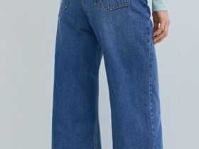 Широкие джинсы Wide leg с ремнём, Синий