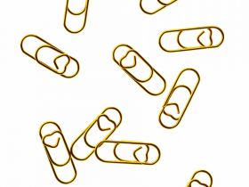 Скрепки фигурные Globus с сердечком 28 мм 50 шт., пластик.коробка, золотые