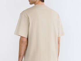 Футболка из плотного хлопка с контрастными деталями, Бежевый