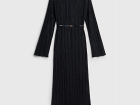 Трикотажное платье с ремнём, Черный