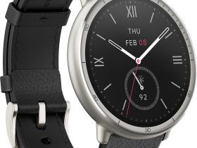 Умные часы Amazfit Active 2R Premium Серебристые, с чёрным и красным ремешком