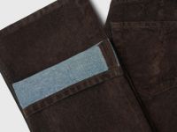 Прямые джинсы с велюровым покрытием, Коричневый