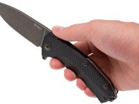 Нож складной LionSteel KUR BBK G10 Black Flipper, сталь Stonewashed & PVD-Coated Uddeholm Sleipner®, стеклотекстолит, чёрный