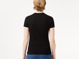 Женская футболка Lacoste приталенного кроя из хлопка в рубчик