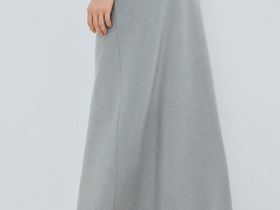 Юбка макси из поливискозы, Серый