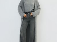 Прямые джинсы с высокой посадкой, Серый