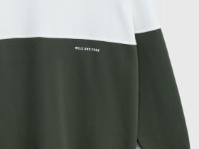 Свитшот колор-блок с надписью, Зеленый