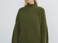 Свитер из мягкой пряжи с шерстью, Зеленый