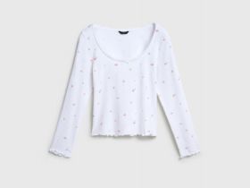 Лонгслив пижамный из трикотажа пуантель, Белый