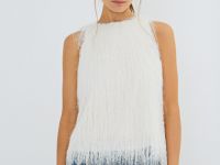 Топ с пушистой фактурой, Белый