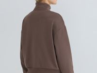 Толстовка с воротником-стойкой на молнии, Коричневый