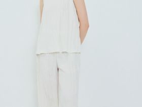 Майка из ткани с жатым эффектом, Бежевый