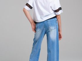 Брюки текстильные джинсовые для девочек