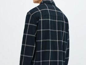 Рубашка в клетку с накладным карманом, Черный