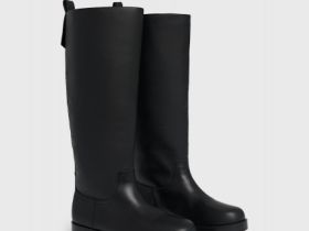 Высокие сапоги из натуральной кожи, Черный