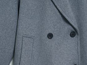 Длинное двубортное пальто из шерсти, Серый