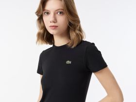 Женская хлопковая футболка Lacoste свободного кроя