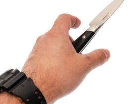 Набор кухонных ножей Okroshka Tartar в подставке, 5 ножей + ножницы, сталь 5cr15mov, рукоять сталь/пластик