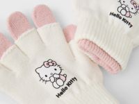 Розовые перчатки с принтом Hello Kitty для девочки Глория Джинс