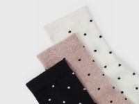 Носки в горошек для девочек, 3 пары, Бежевый