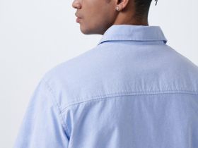 Рубашка из ткани оксфорд с коротким рукавом, Голубой