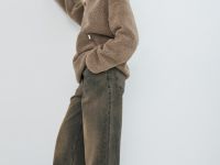 Толстовка из шерпы с воротником на молнии, Коричневый