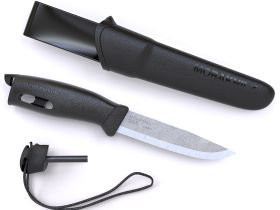 Нож с фиксированным лезвием Morakniv Companion Spark Black, сталь Sandvik 12C27, рукоять резина/пластик