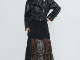 Короткая косуха из искусственной кожи, Черный