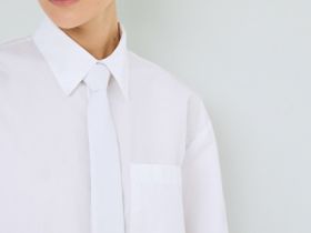 Хлопковая рубашка с галстуком, Белый