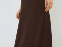 Вязаная юбка-трапеция, Коричневый