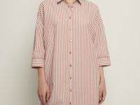 Платье в полоску с отложным воротником