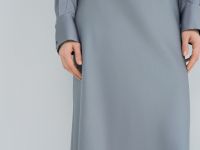 Атласная юбка миди А-силуэта, Серый