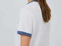 Футболка с контрастной горловиной и принтом, Белый