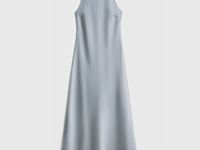 Сатиновое платье с американской проймой, Серый