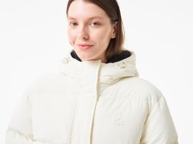 Женский длинный пуховик Lacoste с поясом