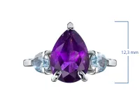 Кольцо из серебра с аметистом и топазами э0607кц09250364