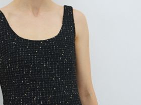 Твидовое платье мини, Черный