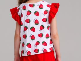 Комплект трикотажный для девочек: фуфайка (футболка), юбка-шорты