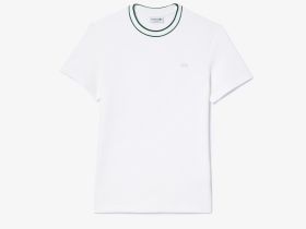 Мужская футболка Lacoste с воротником в полоску из эластичного хлопка