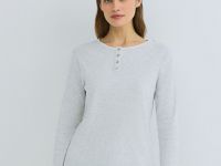 Пижамный лонгслив в рубчик, Серый