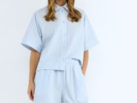 Шорты из хлопка и льна, Голубой