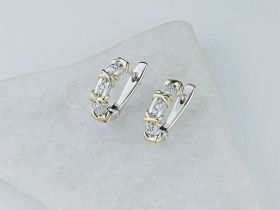 Серьги из комбинированного золота с бриллиантами э4801сг04201892