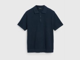 Поло из текстурной ткани, Синий