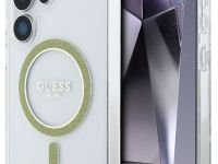 Чехол Guess Glitter Circle MagSafe для Galaxy S25 Ultra прозрачный